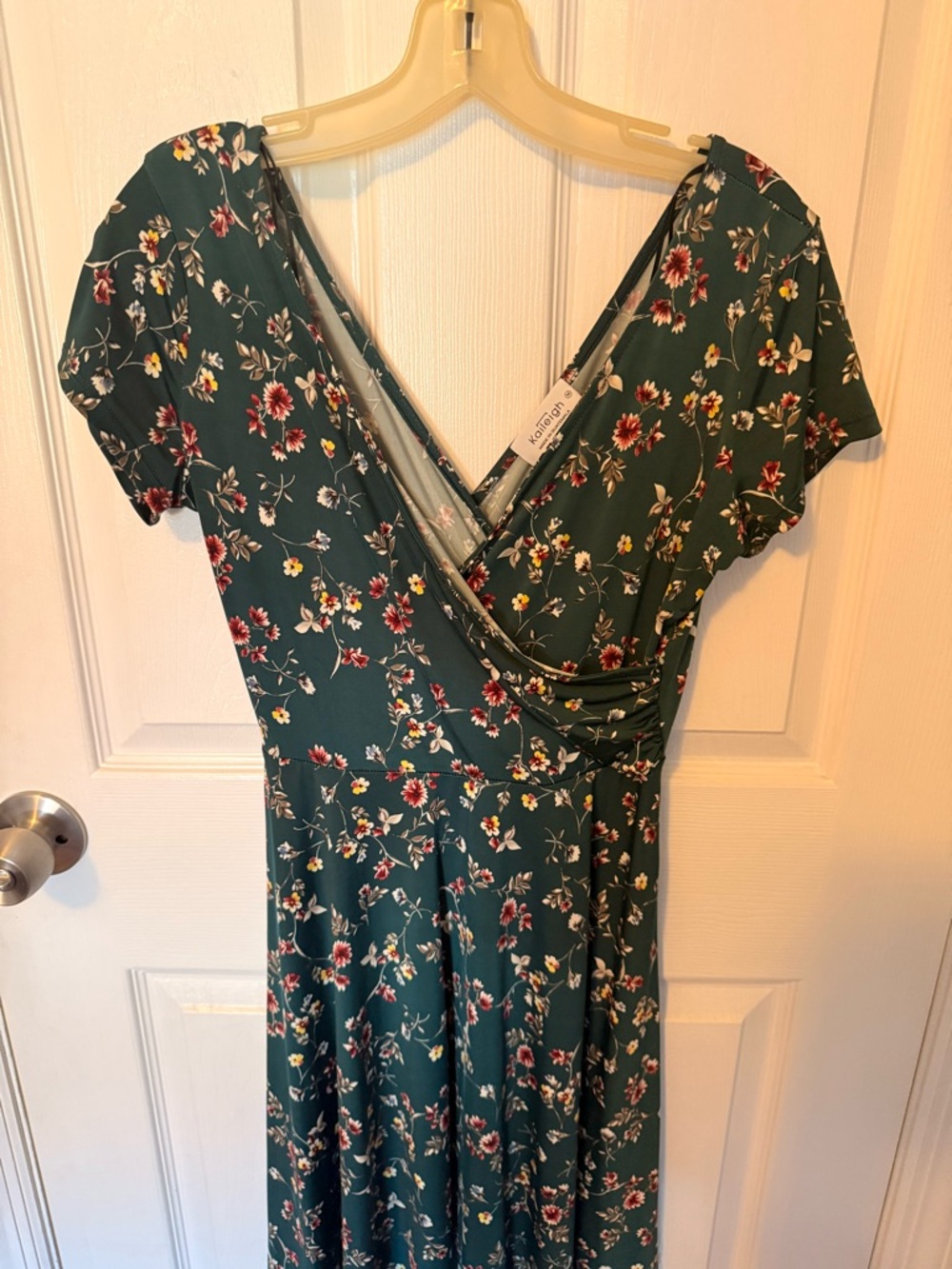 Kaileigh Forest Green Floral Wrap Midi Dress